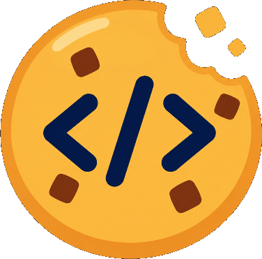 Das Knuspercode-Labs-Logo: ein angebissener Keks mit Code-Klammern